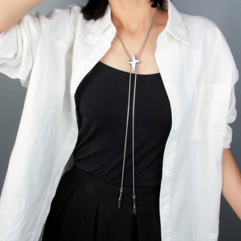 Blingbling Star Bolo Tie Pendant Necklace Clavicle Chain Gifts for Girls Present Lariat Bolo Tie Clavicle Chain