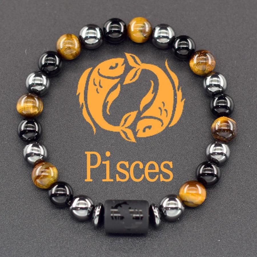 12 Zodiac Signs Natural Stone Bracelets Leo Capricorn Taurus Cancer Bracelets Girl Men Couple Friendship Jewelry Gift Bracelets FashionColor