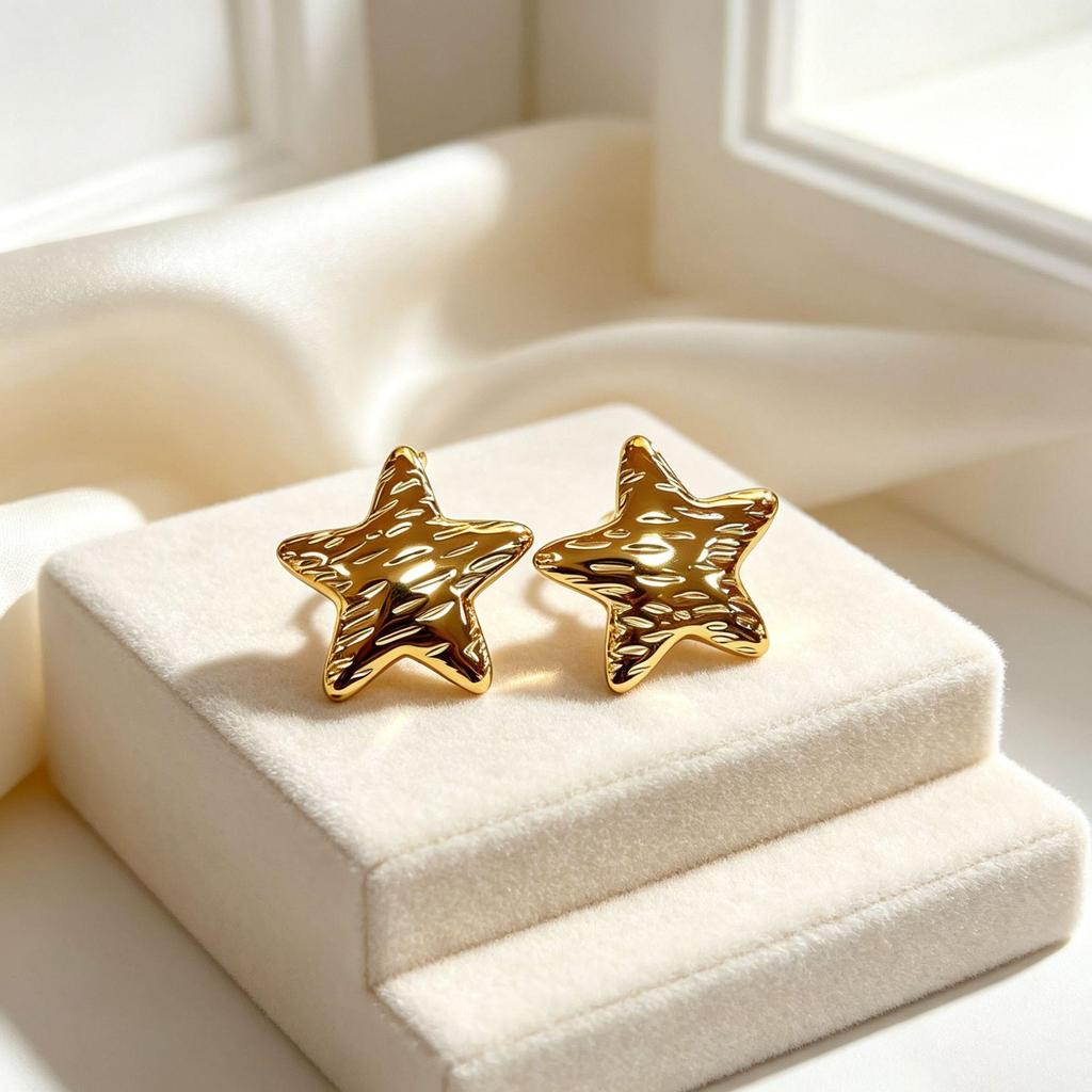 High-End Gold Star Stainless Steel Earrings