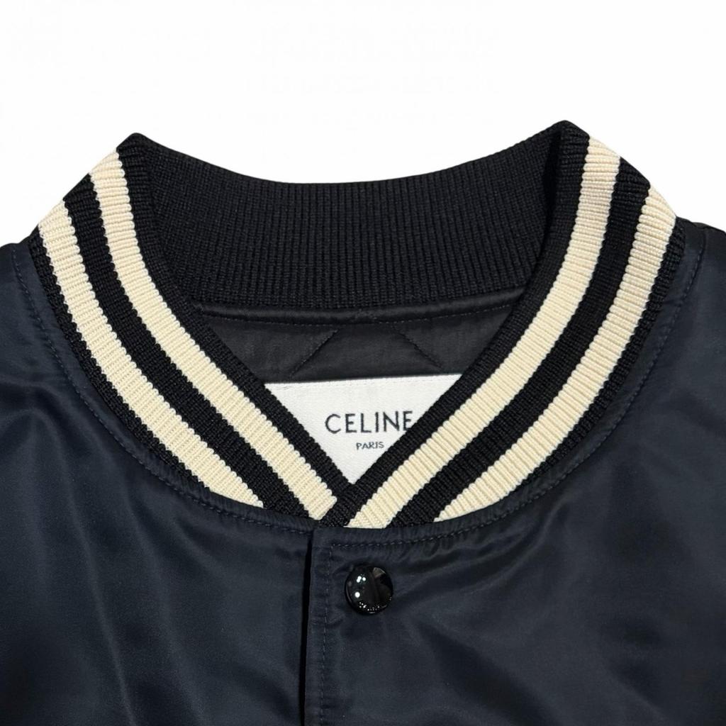 CELINE Loose Nylon Teddy Jacket Black Men's Size M (46) Model 2W22C227R