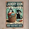 D Flat D Wall Art Pc Cat Laundry Room Reminder Sign Vintage Metal Iron Painting Art Decoration Easy Installation