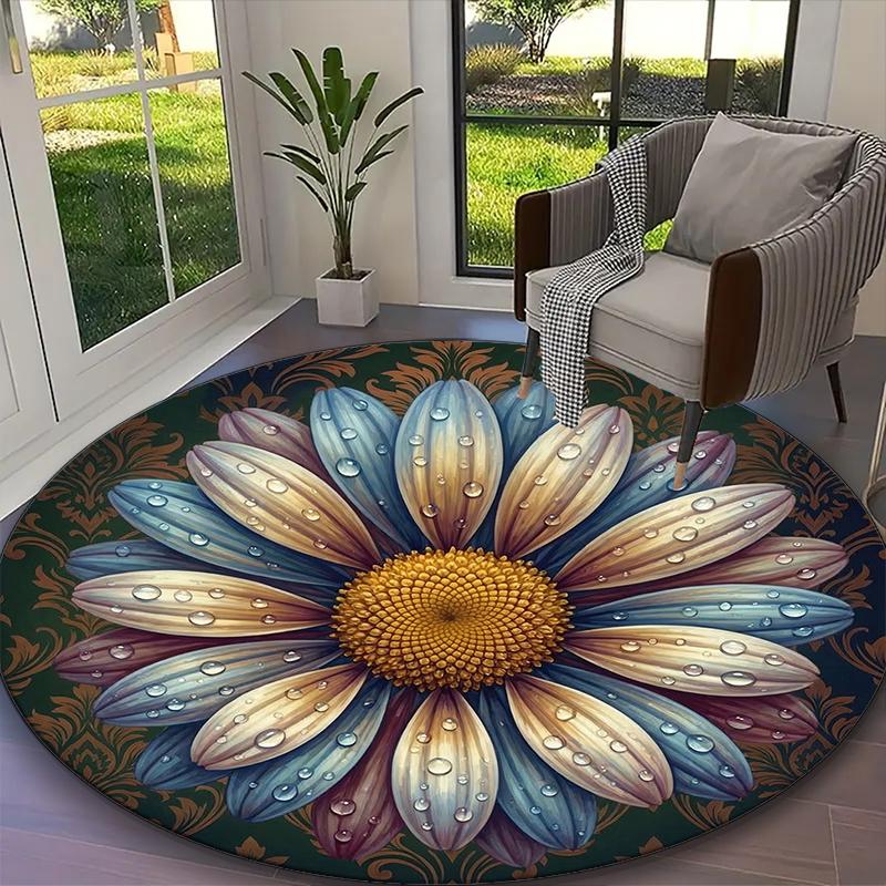 1pc Office Carpet, Abundant Lilac Blossoms Chair Rug, Living Room Printed Round Rug, Home Chair Floor Mat