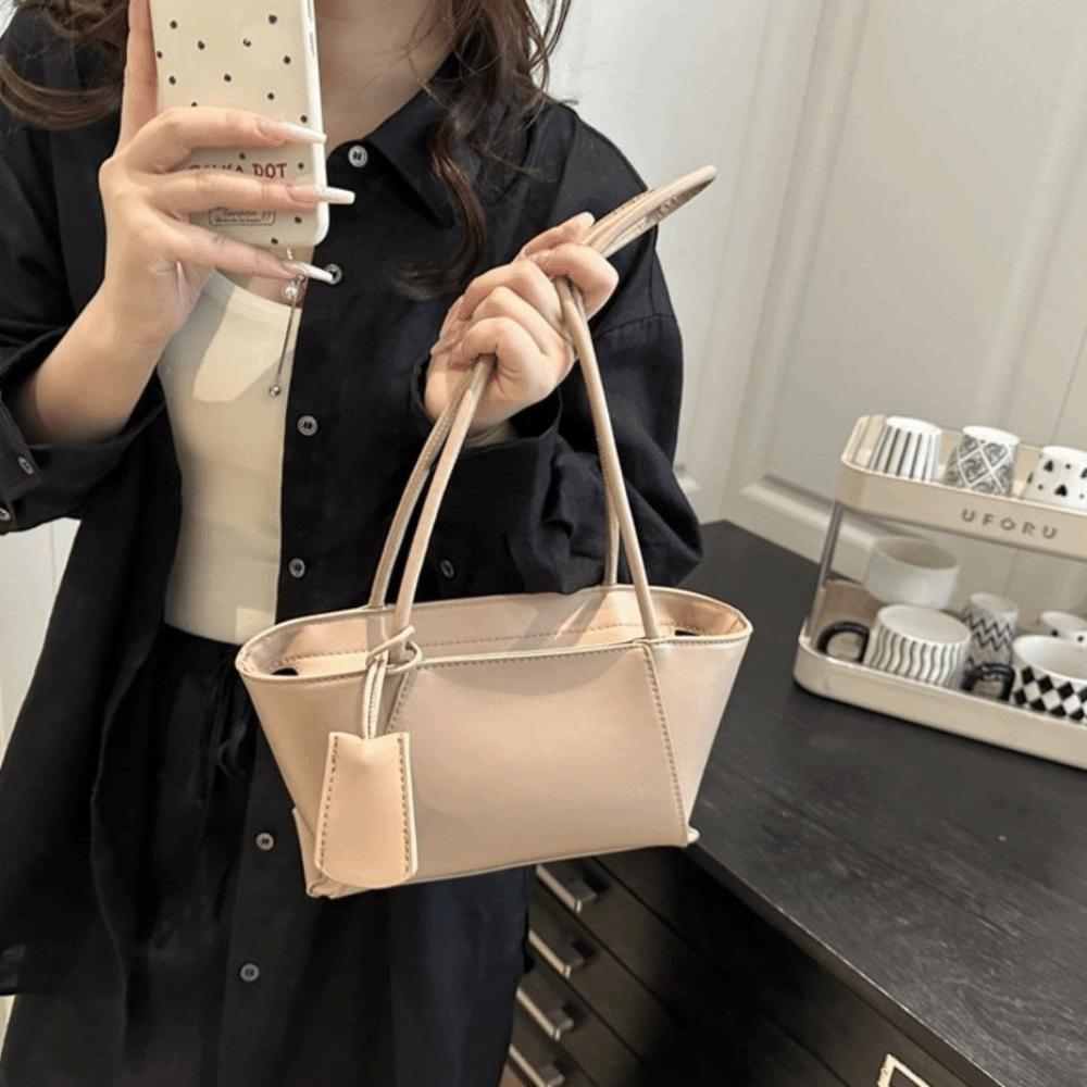 Stylish Pu Leather Shoulder Bag Luxury Women's Underarm Bag Trendy Solid Color Tote Bag Purse