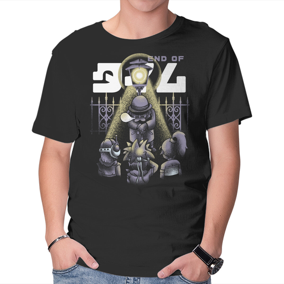 Unisex Crew Neck T-Shirt End Of Time Graphic Short Sleeve Casual Tee L
