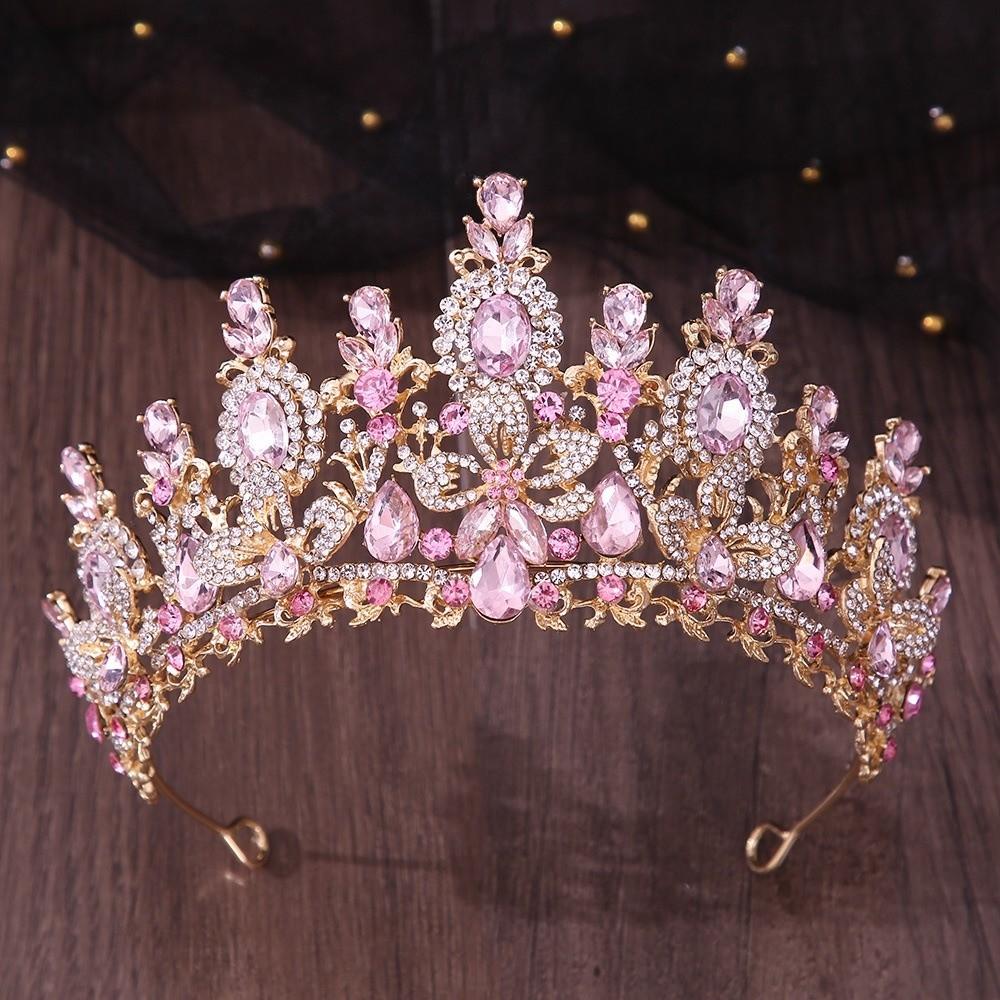 Handmade Crystal Crown Exquisite Baroque Headpiece Rhinestone Headband Bridal Tiara  Pageant