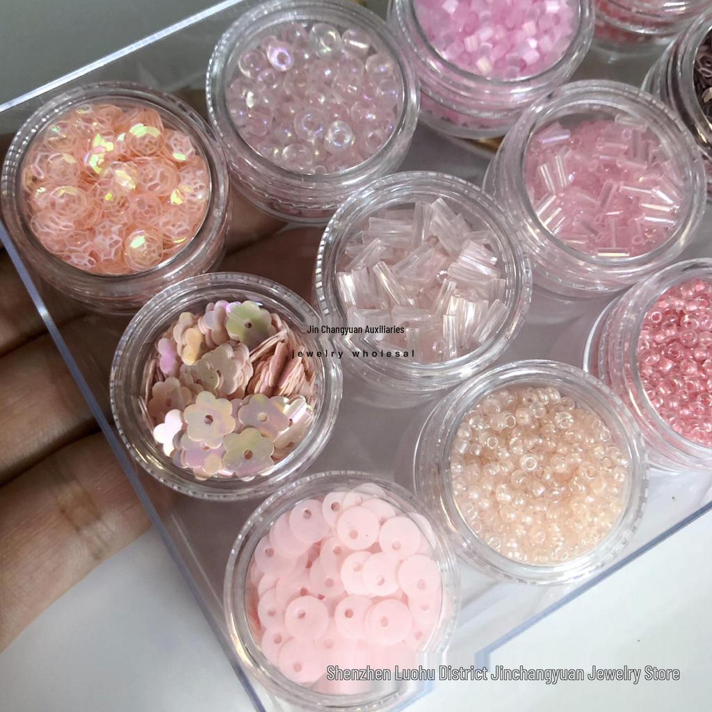 Pink Series Seed Beads & Sequins for DIY Handcrafts and Ancient Style Embroidery