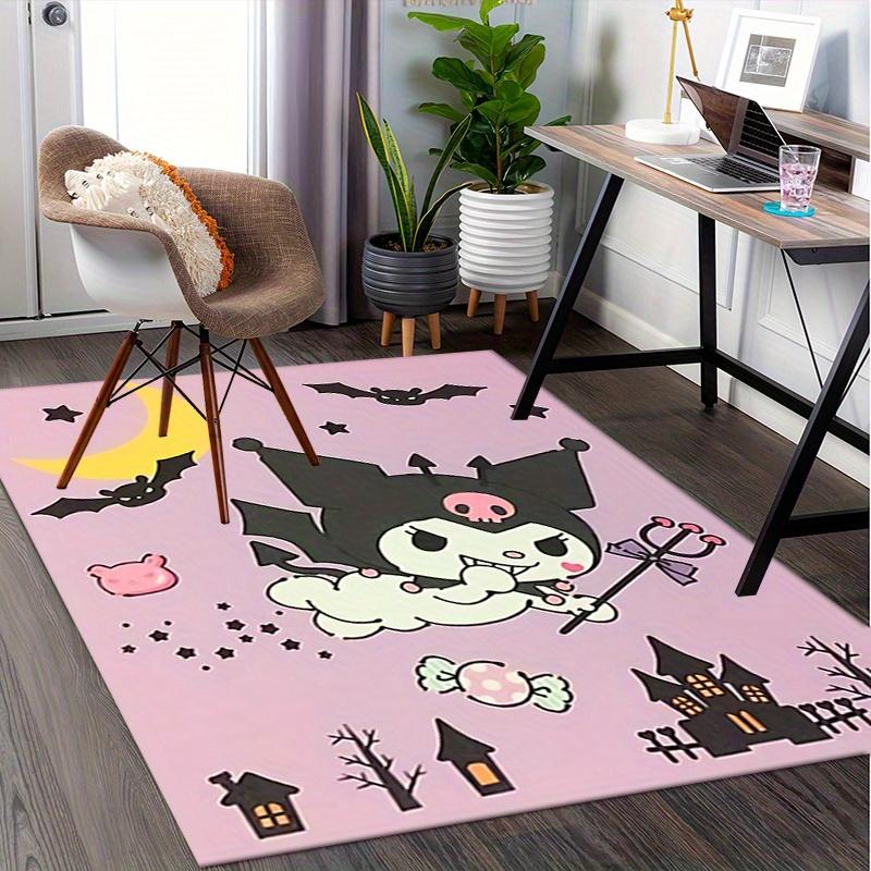 Office Rug Halloween, Kuromi Anti-Slip Rug, Machine Washable for Living Room, Bedroom, Office, Multiple Sizes, Bedroom Mat, Decorative Mat, Durable Ma