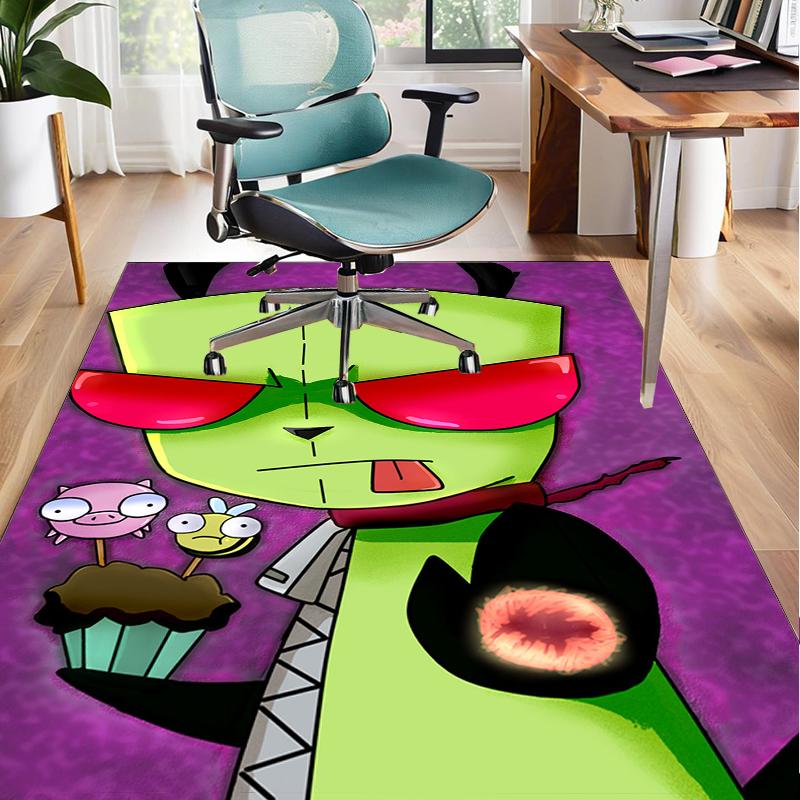 Alien Invasion Pattern Office Rug Chair Mat, Game Carpet, Suitable for Front Door, Bedroom, Living Room, Desk, Holiday Gift