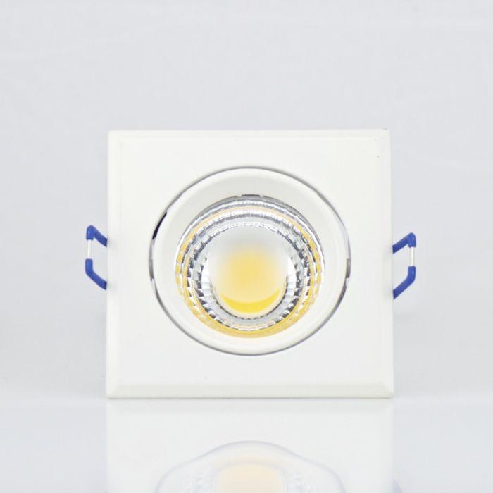 Spot LED downlight carré blanc 5W (Eq. 50W) Dim 90x90mm