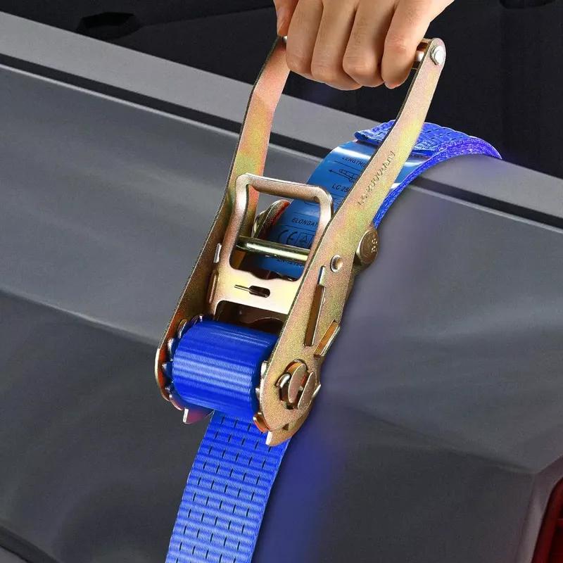 9m X 50mm Double J Hook Ratchet Straps (11,000 lbs Break Strength), Heavy Duty Tie Down Straps for Trucks, Motorcycle, 4Pcs