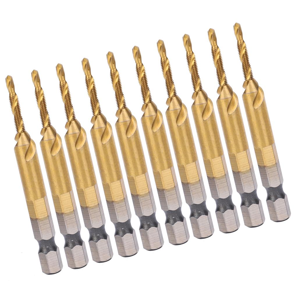 10Pcs Hex Shank Screw Tap M3?Drill 2.5 Coated Composite Spiral Flute Tap Accessory