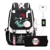 Two-dimensional Peripheral Day Man Ghost Extinguishing Backpack Pencil Bag Large Capacity Student Leisure Schoolbag with USB Port