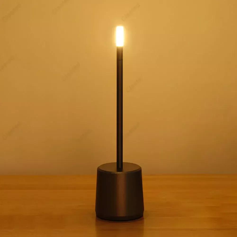 Aluminum Bedside Lamp Touch Control LED Table Lamp Stepless Dimming Battery Powered for Hotel Restaurant for Bars Living Room