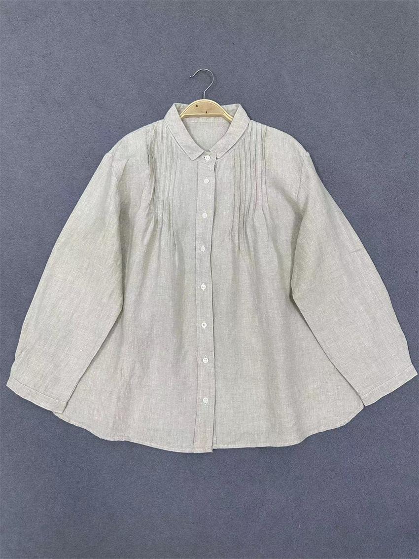 

Johnature Осенняя женская японская рубашка с лацканами, повседневная простая свободная рубашка, топ, кардиган, винтажные топы One Size бежевый