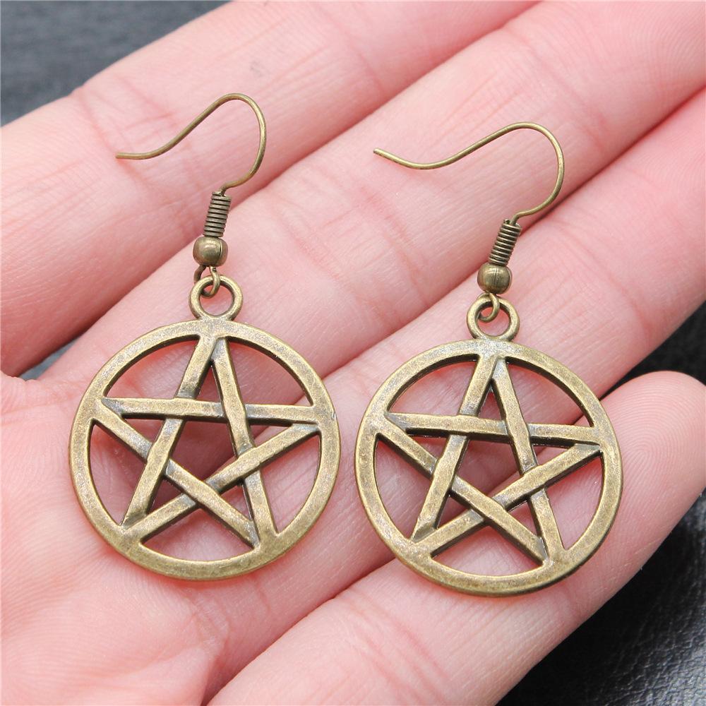 25 Styles Vintage Antique Bronze Plated Moon Sun Star Dangle Drop Earrings For Women Inspired Statement Wiccan Jewelry Gift