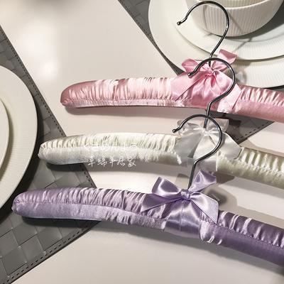 Kleiderbügel Erwachsenenstil 39cm Satin Einfarbig Rutschfest Kleiderladen Aufbewahrung Schwamm Nahtlos mit Schleife Schlichte Heim-Garderobe