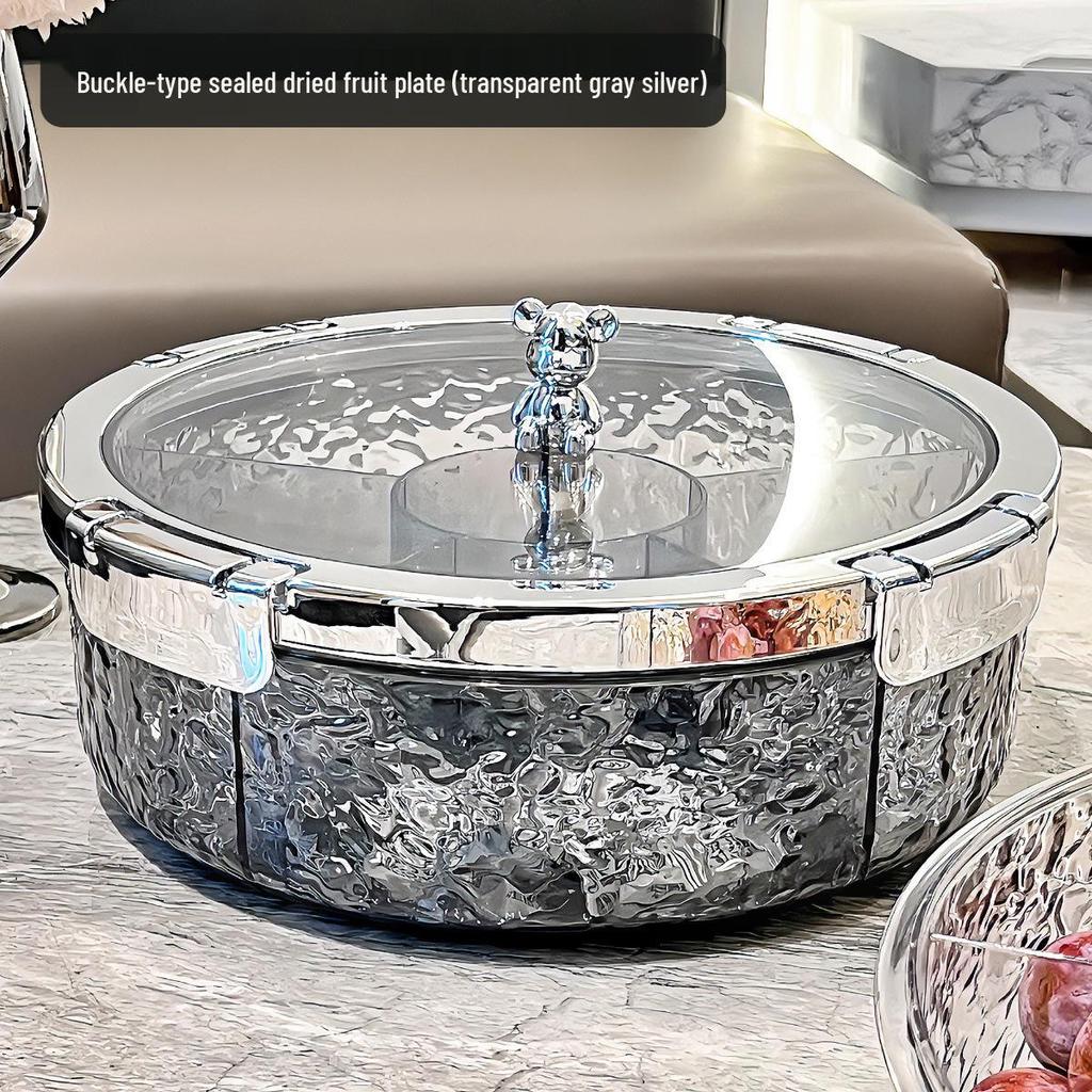 Elegant Sealed Nut and Dried Fruit Snack Tray for Coffee Tables