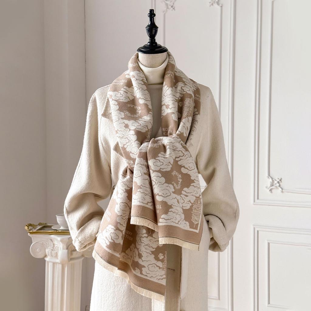 New Premium Printed Women's Faux Cashmere Scarf Winter Cozy Pashmina Wraps Luxe Thick Blanket Shawls Echarpe