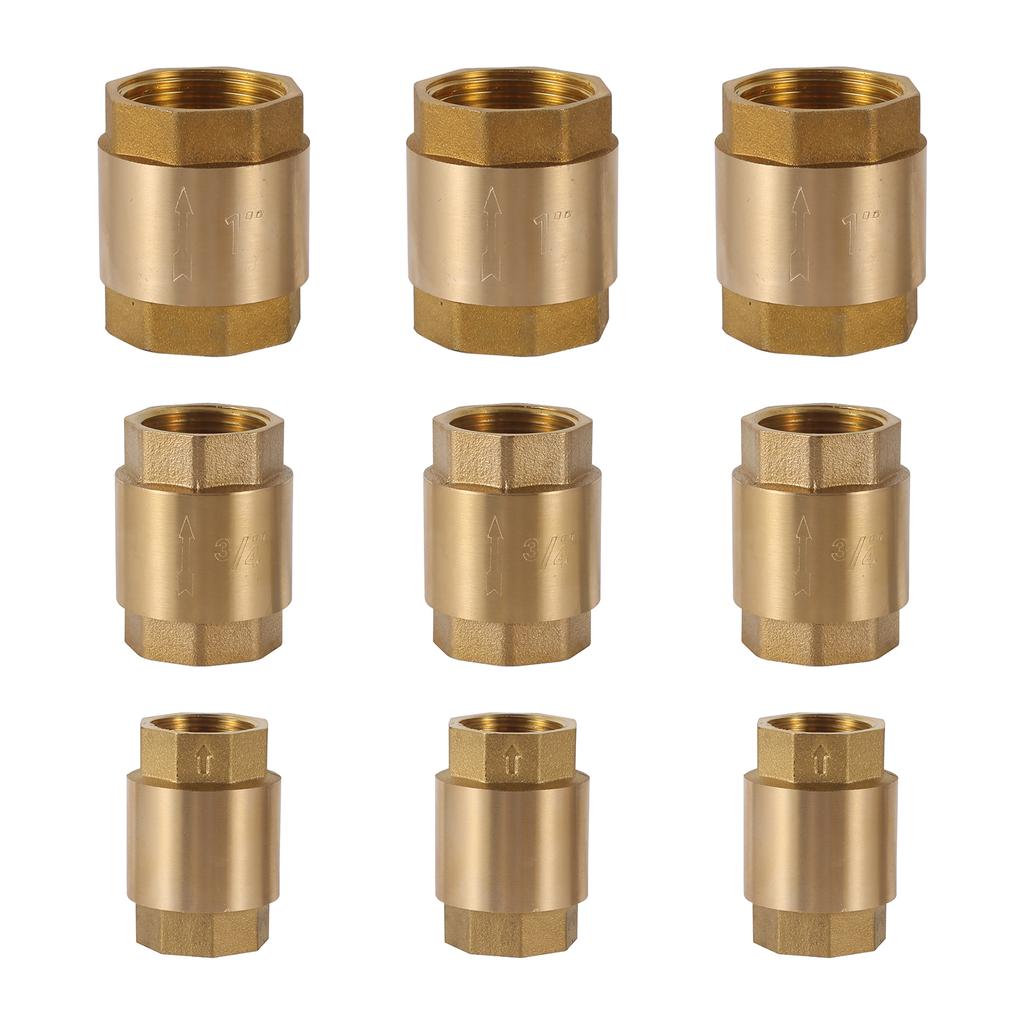 1/2" 3/4" 1" Female Thread Brass Vertical Lift Spring Check Valve One Way Non-return Valve Water Gas Oil Control Devices Valve