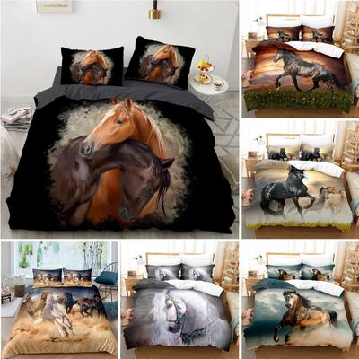 Set di biancheria da letto con cavallo animale stampato in 3D, copripiumino, copripiumino per camera da letto, singolo, doppio, king size, copripiumino, tessile per la casa