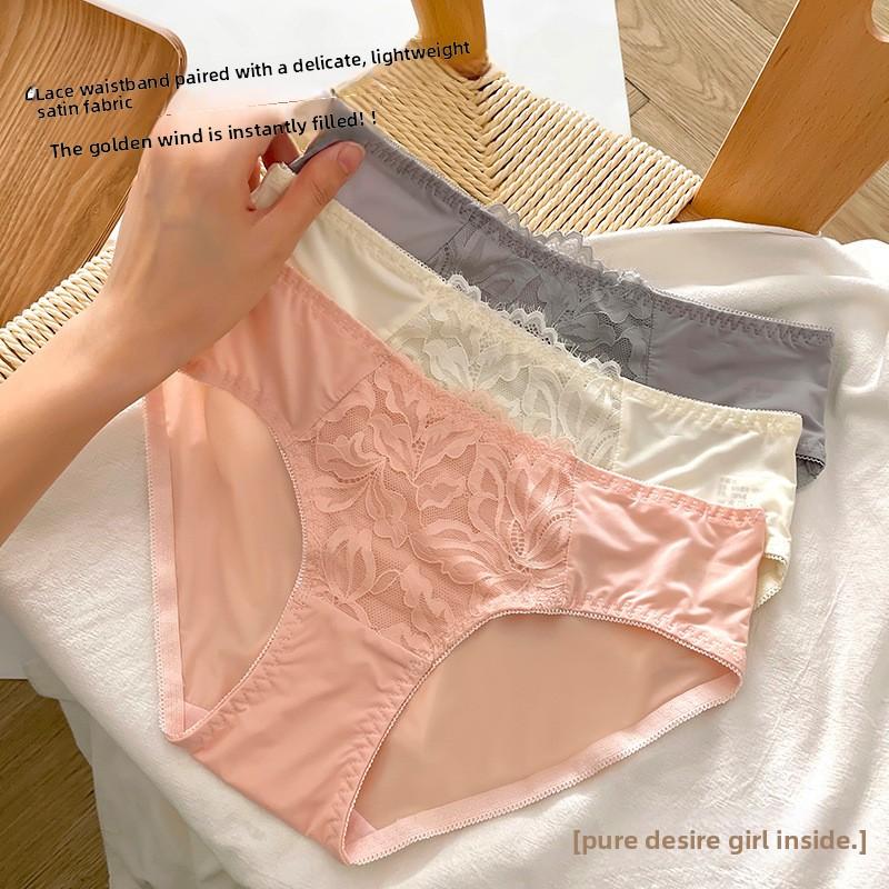 Slip da Donna Estivi Sexy in Pizzo Traspirante con Fondo in Cotone Morbido a Vita Media Triangolari
