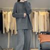 Autumn/Winter Cashmere Knitwear: Thick Long Sweater & Loose Wide-Leg Pants Two-Piece Set