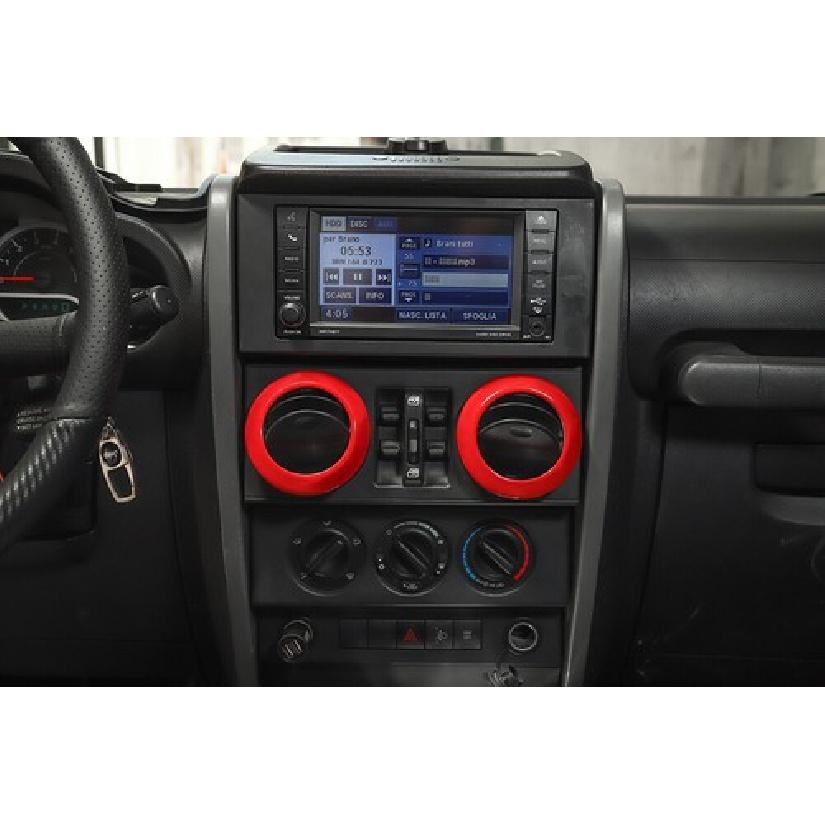 Red Air Condition Outlet Vent Ring Trim Decor Bezels For Jeep Wrangler JK 07-10