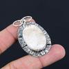 Oval Scolecit Ädelsten Infattning Elegant Hantverkare Hustru Boho Hänge Sterling Silver