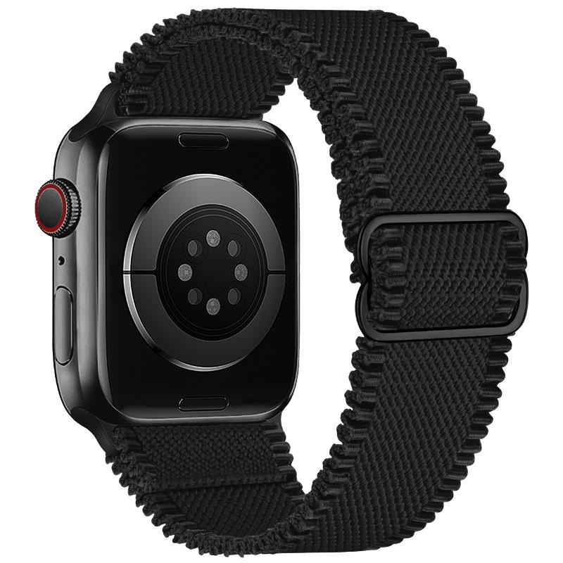 Adjustable Apple Watch Strap with Japanese Buckle - Single Loop Woven Elastic Nylon Compatible with iWatch