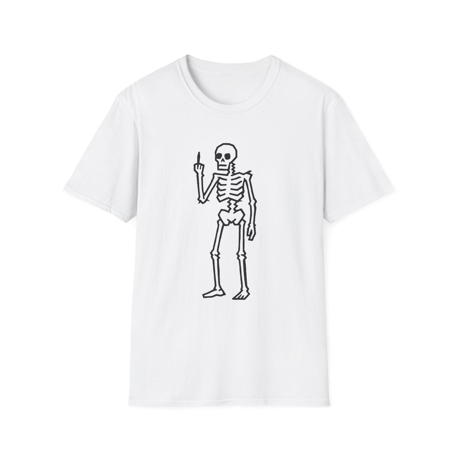 Unisex Softstyle T-Shirt Skeleton Middle Finger Gesture Attitude S