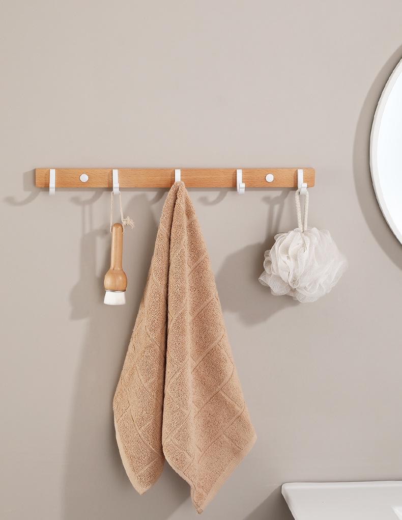 Cuier de perete din lemn de fag cu cârlige pentru haine și pălării: Instalare fără găurire pentru intrare, hol sau dormitor.