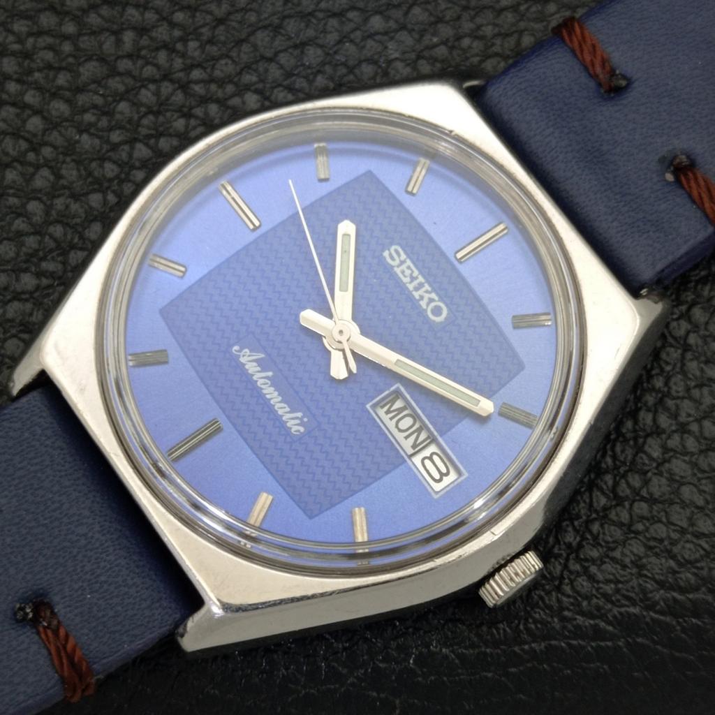 JAPAN VINTAGE SEIKO AUTOMATIC 6309A MENS BLUE COLOR DIAL WATCH a500825-5 R154-a500825