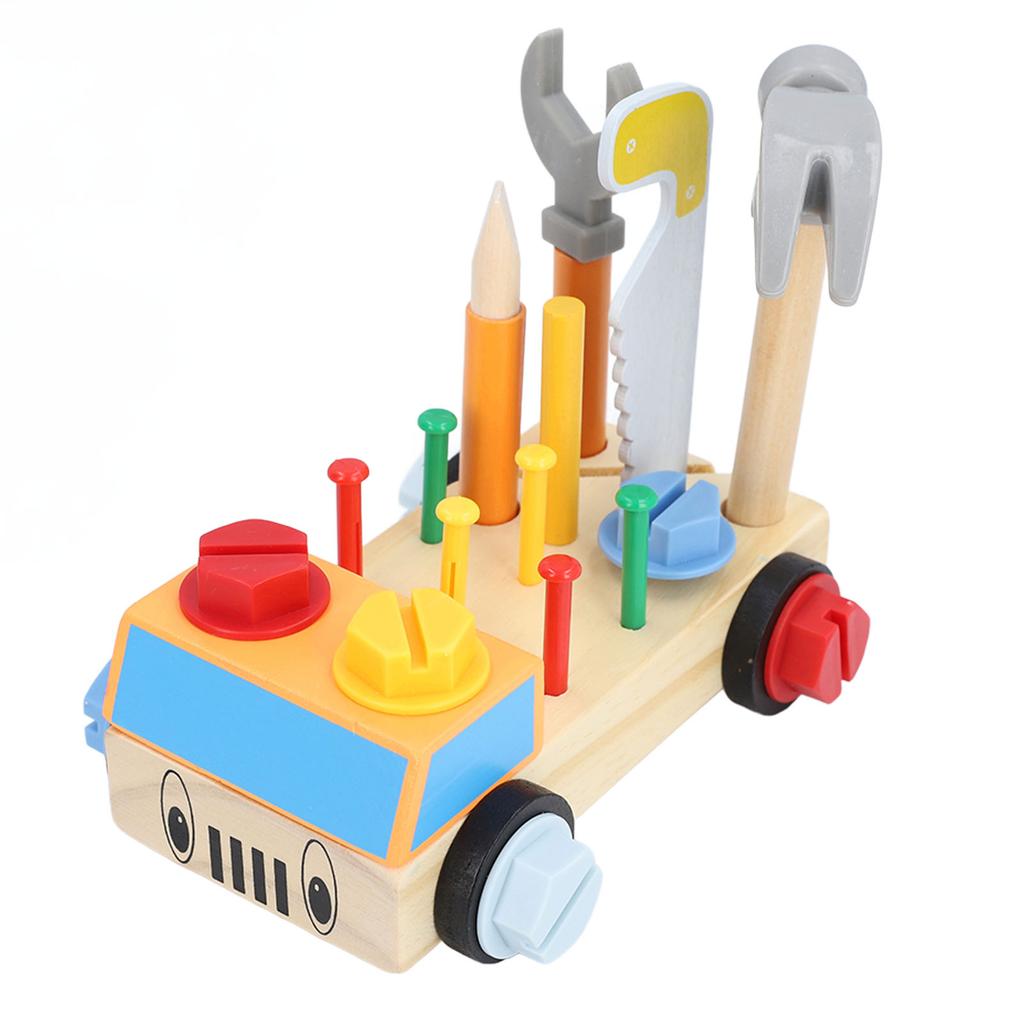 Wooden Kids Tool Set Pine Wood Hammer Wrench Early Education Educational Construction Toys Box Type