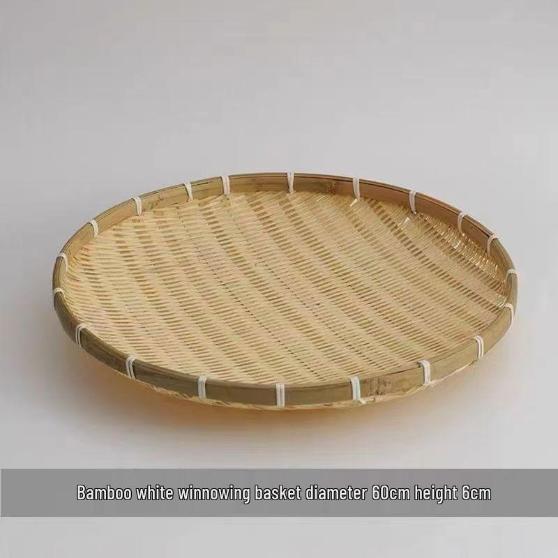 Handmade Bamboo Weaving Tray: Round, No Holes, Ideal for Drying and Storage of Vegetables and More