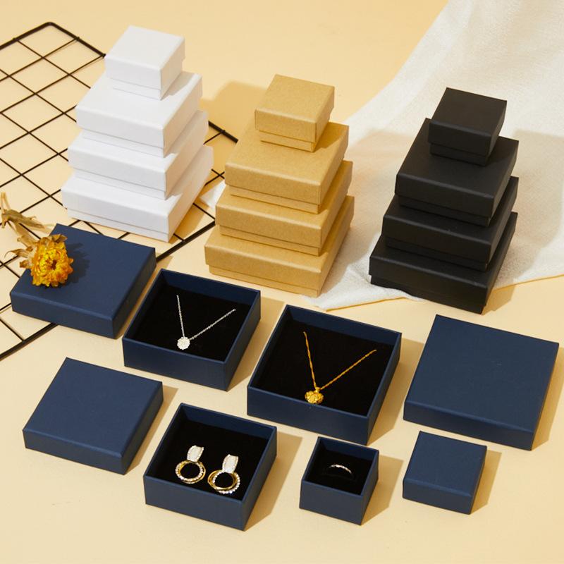 5pcs Paper Jewelry Box For Ring Earrings Pendant 9x9x3cm Display Packaging Wedding Birthday Party Gifts Organizer Holder Boxes