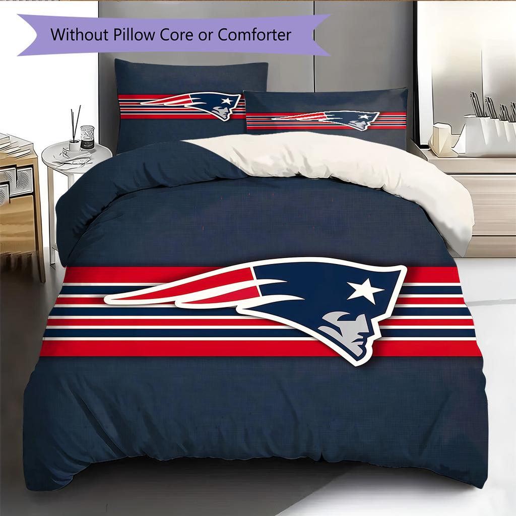 New England Patriots Muster Bettwäsche Steppdecke Set Heimdekoration Geschenk (1 Bettbezug + 2 Kissenbezüge (ohne Füllung))