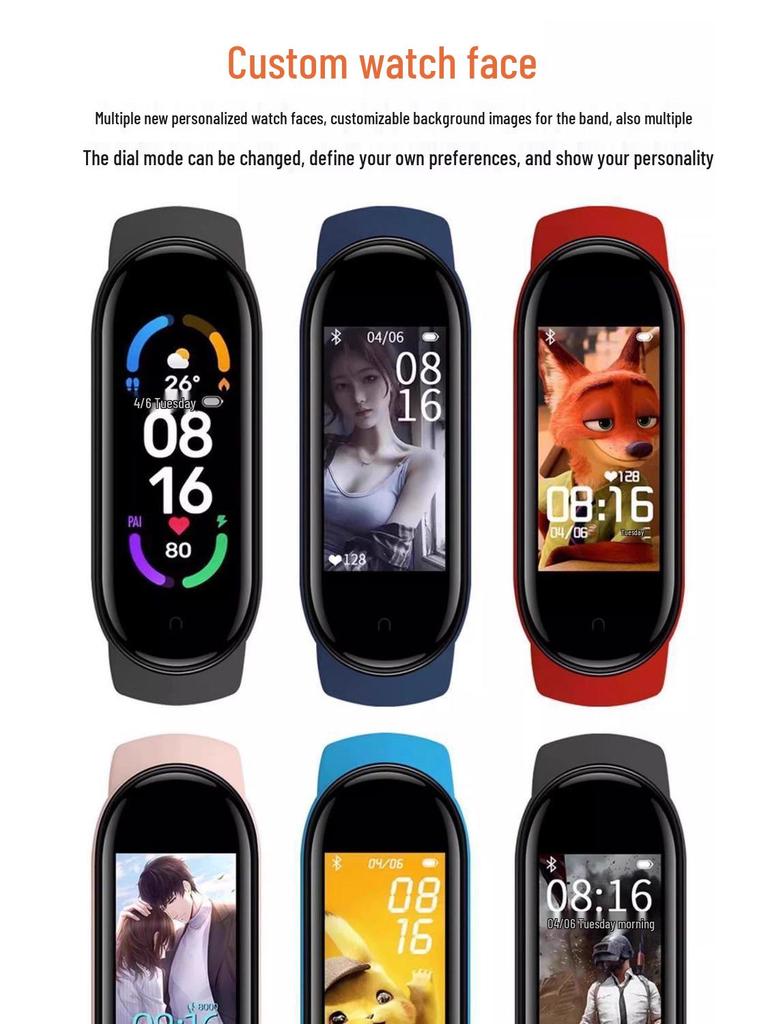 Stylish Multi-Function Sports Bracelet with Heart Rate Monitor and Custom Wallpaper – Perfect for Students