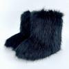 Vintage-Inspired Women's Fuzzy Boots | Brown & Black Faux Fur, Retro Trendy Warm Winter Ankle Footwear