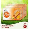 Godrej No.1 Bathing Soap Sandal & Turmeric Grade 1 Soap & Long-lasting Fragrance, Combo Pack of 5 (100g each)