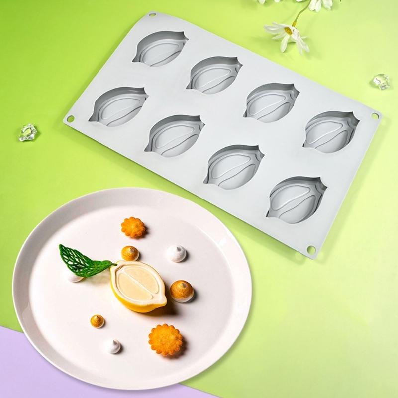 Silicone 8 Cavity Fruit Shape Mousse Cake Mold Set High Temperatures Resistant Dessert Mould Practical Baking Tool