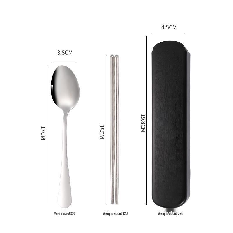 Portable Stainless Steel Cutlery Set: Fork, Spoon & Chopsticks - Ideal for Students & Outdoor Use