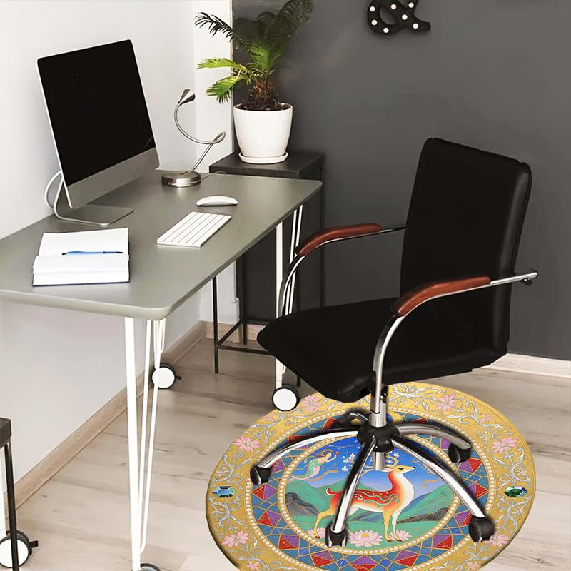 

1pc Carpet Chair Mats Deer with Flowers and Celestial Figures Perfect for Decorating Chairs, Polyester Carpet, for Living Room.YDT674 80cm by 80cm