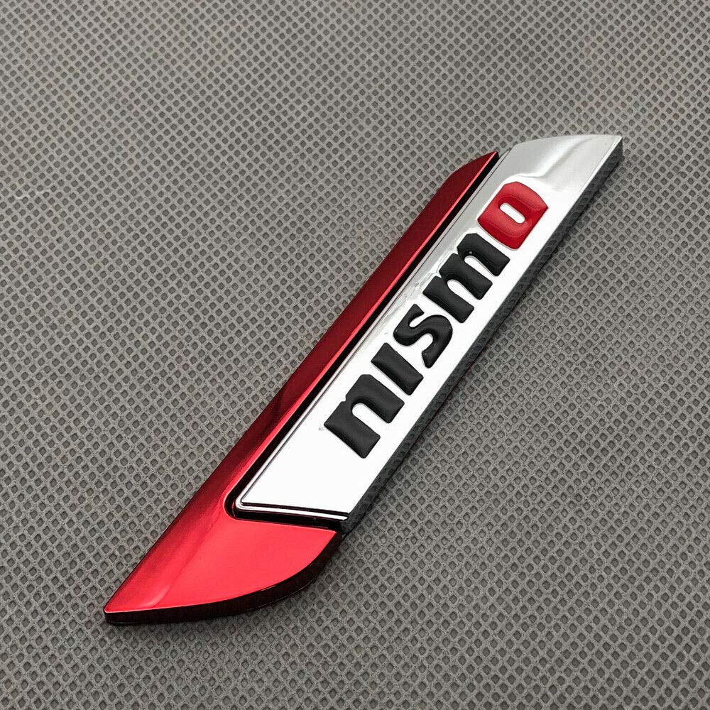Aizfa 1 Pair 3D Card Fender Metal for NISMO Sport Badge Chrome Side Wings 3D Emblem (Red)