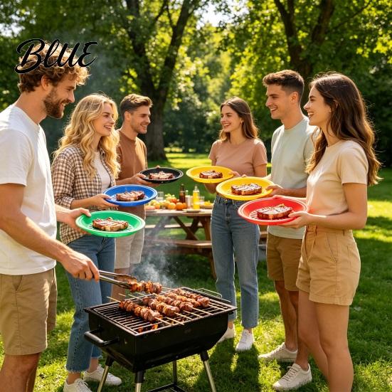 Holiday Party Dining Groove Design Paper Holders Plate Essentials Plastic with Snap Reusable Camping Dinnerware Accessories Durable PP Plates