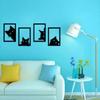 Four Piece Black Metal Cat Wall Art, Modern Animal Silhouette Sculpture Decor for Home Office Cafe