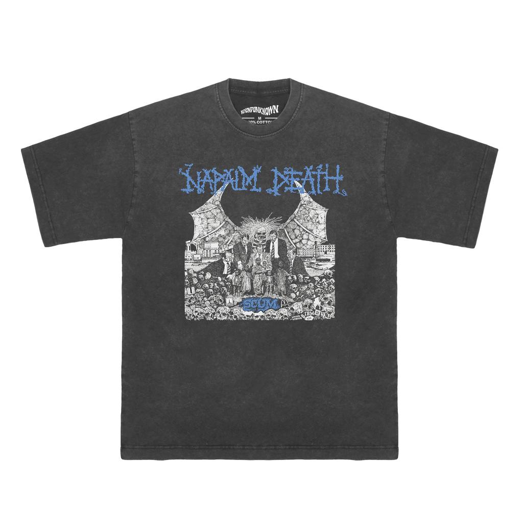 Napalm Death T-Shirt Scum Metal Grindcore Band Terrorizer Brutal Truth Repulsion Herrenbekleidung Kurze Ärmel Bedrucktes Hemd