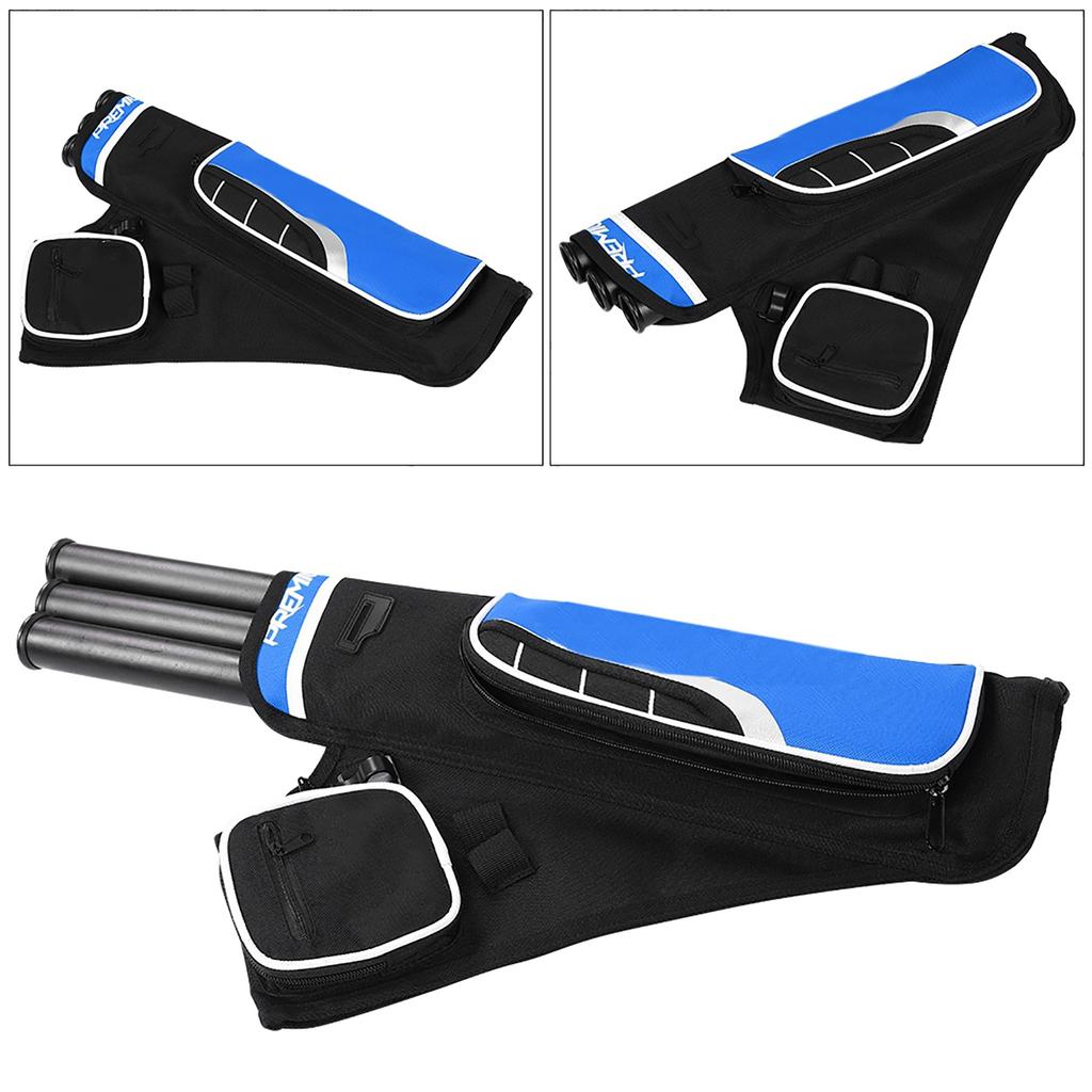 Archery Arrow Quiver Holder 3 Tubes Back Waist Shoulder Bag Pouch Bow Target(blue)