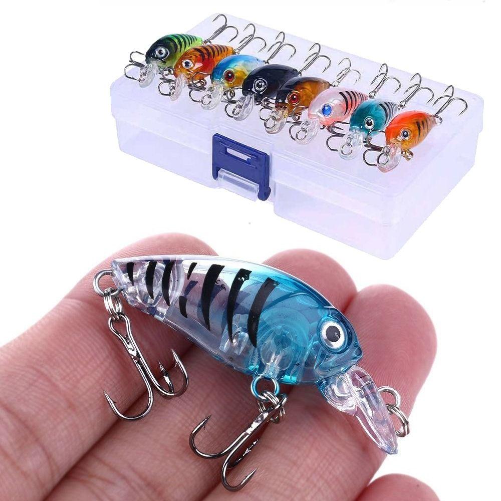 8Pcs/Box Floating Artificial Bait Mini Size Topwater Fishing Bait Fishing Lure  Saltwater Fishing