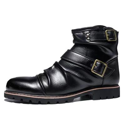Moda 2024 Retro Buty Kowbojskie Buty Zachodnie dla Mężczyzn Armia Mężczyźni Moda Casual Męskie Skórzane Plisowane Buty Zachodnie Vintage Chelsea Żółte