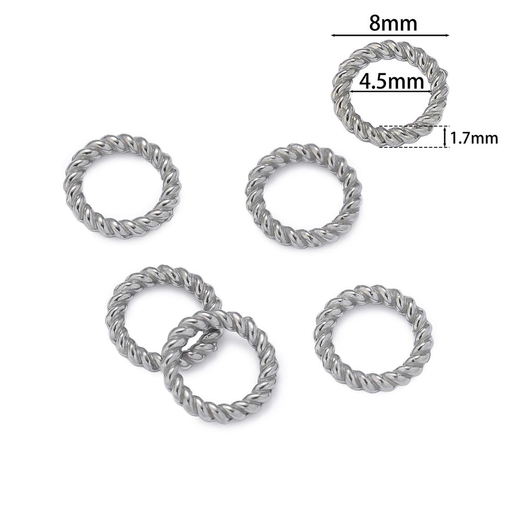 10Pcs Stainless Steel Twist Rope Circle Connector Closed Jump Rings Split Ring For Necklace Bracelets Jewelry Making Accessories